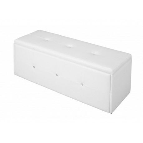 Diamante Ottoman, storage Box, Toy Box, Blanket Box, White Faux Leather