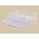 Florence Trundle Bed, White Metal Finish, Crystal Finials