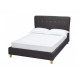 Portico 5'0" Kingsize Bed, Contemporary Style, Charcoal Linen Fabric, Duck Egg Button Detail
