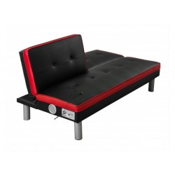 Rio Sofa Bed with Docking Station, Red Faux Leather