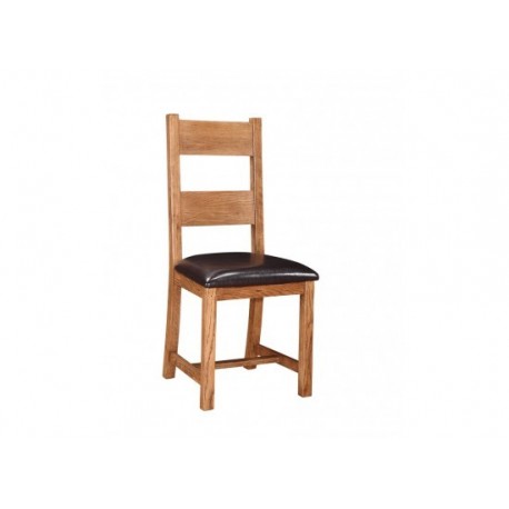 Dorset 2 Chairs, Dark Brown Faux Leather Seat Pad, Solid American White Oak