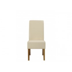 Padstow 2 Chairs, Cream Faux Leather, Solid Wood Legs