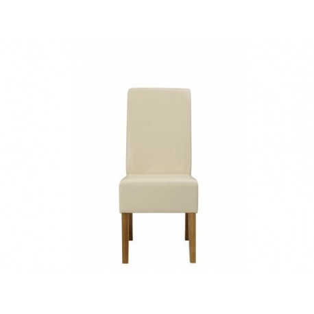 Padstow 2 Chairs, Cream Faux Leather, Solid Wood Legs