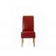 Padstow 2 Chairs, Red Faux Leather, Solid Wood Legs