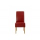 Padstow 2 Chairs, Red Faux Leather, Solid Wood Legs