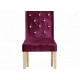 Paris 2 Dining Chairs, Diamante Detail, Purple Velvet Fabric, Solid Wood Legs