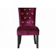 Radiance 2 Dining Chairs, Diamante Detail, Purple Velvet Fabric, Solid Wood Legs In Black Finish