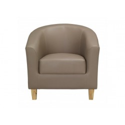 Stylish Tub Chair In Taupe Faux Leather