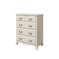 Chantilly 3+2 Drawer Chest, French Chic Style, Antique White Finish