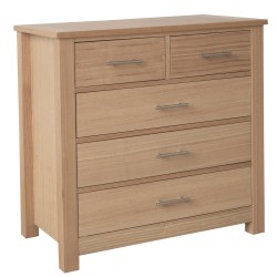 Oakridge 3+2 Drawer Chest, Suits Any Style, Ash Veneers With Oak Finish