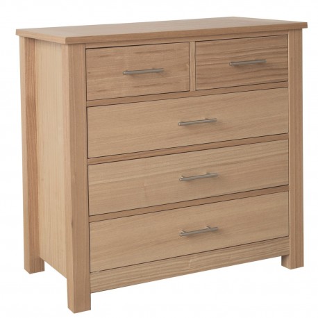 Oakridge 3+2 Drawer Chest, Suits Any Style, Ash Veneers With Oak Finish