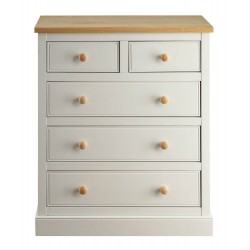 St Ives 3+2 Drawer Chest of Drawers in Dove Grey Finish with Real Ash Vaneer on Top