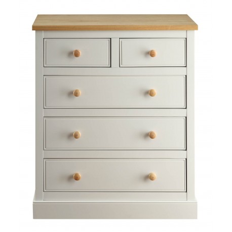 St Ives 3+2 Drawer Chest of Drawers in Dove Grey Finish with Real Ash Vaneer on Top