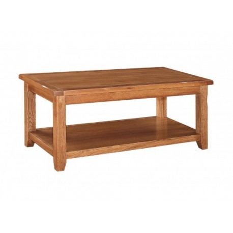 Dorset Coffee Table, Rounded Corners, Storage Shelf, Oak Veneers & American White Oak