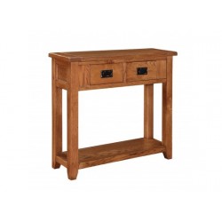 Dorset 2 Drawer Console Table, Drop Down Handles, Rounded Corners, American White Oak