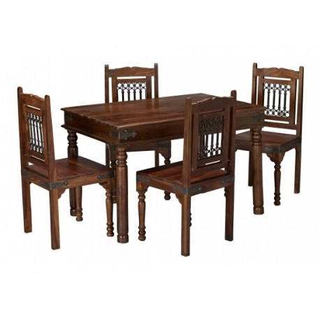 Darjeeling Medium Dining Set, 4 Solid Chairs, Sheersham Wood