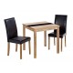 Ashleigh Dining Set Small, 2 Black Leather Chairs, Black Galss Centre Strip, Ash Veneers