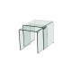 Azurro Glass Nest Of 2 Tables, Sleek And Contemporary, Gently Curved Edges