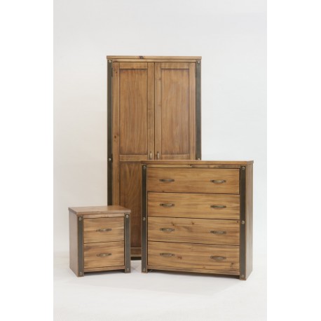Forge Antique 3 Piece Bedroom set - Wardrobe, Chest of Drawers & Bedside Cabinet