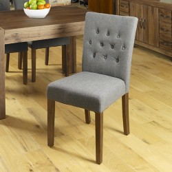 Walnut Upholstered Dining Chair - Slate (Pack Of Two)