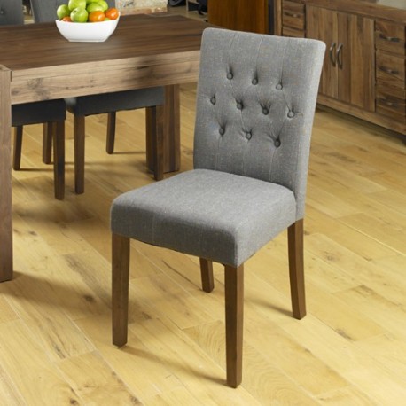 Walnut Upholstered Dining Chair - Slate (Pack Of Two)