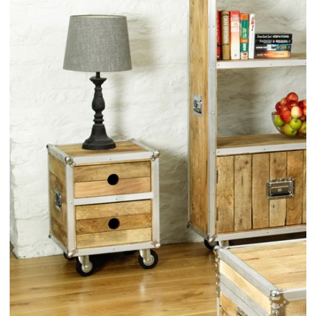 Roadie Chic Lamp Table / Bedside Table (with two drawers)