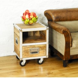 Roadie Chic Lamp Table / Bedside Table (with one drawer)