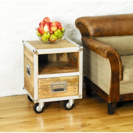Roadie Chic Lamp Table / Bedside Table (with one drawer)