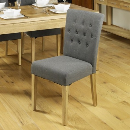 Oak Upholstered Dining Chair - Slate (Pack Of Two)