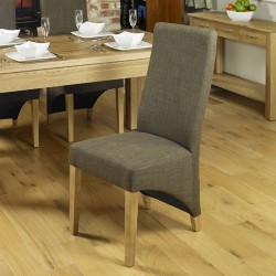 Oak Full Back Upholstered Dining Chair - Chocolate (Pack Of Two)