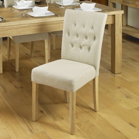 Oak Flare Back Upholstered Dining Chair - Biscuit (Pack Of Two)