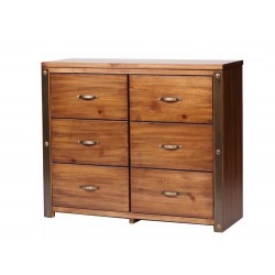 Forge 3+3 Wide Chest Drawer - Antique Solid Pine 